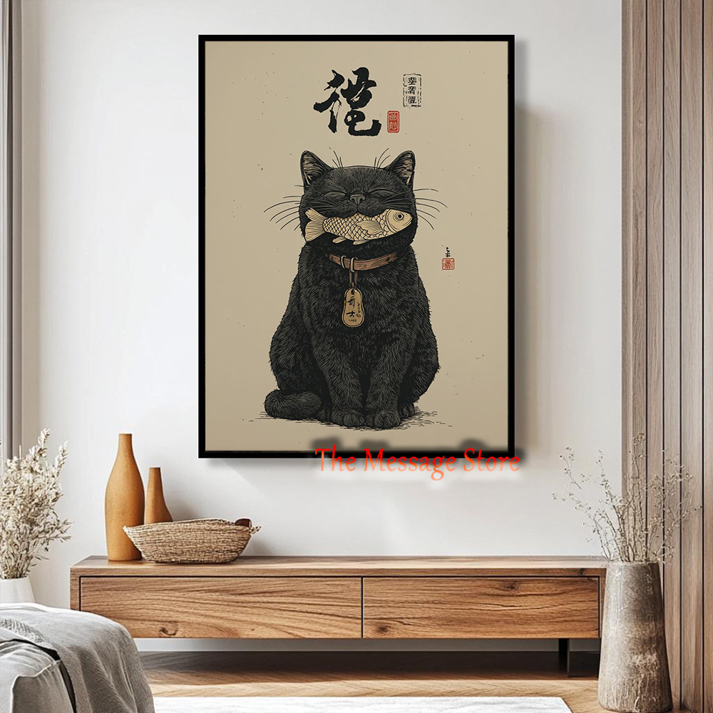 Black Lucky Cat Ukiyo-e Japane - огляд і ціна Japanese Lifestyle Japanese